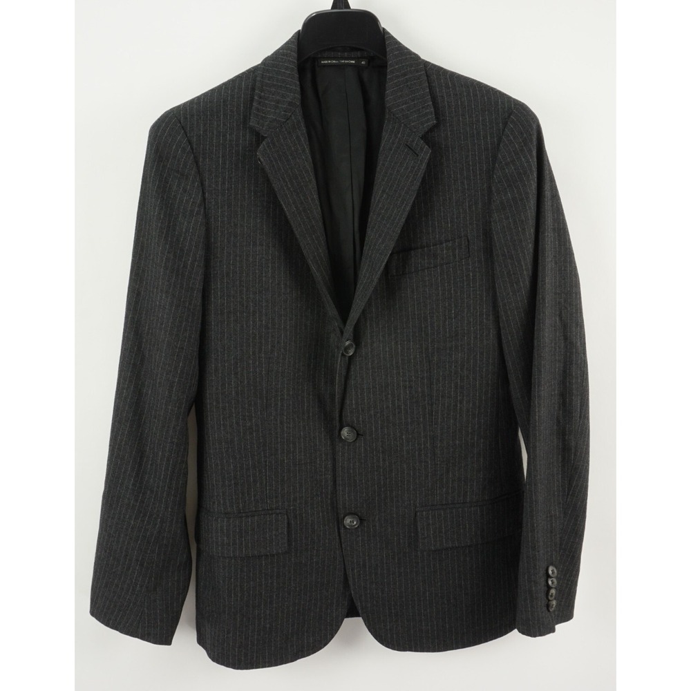 Club Monaco Wool & Cashmere Flannel Unstructured Sport Coat Mens 40 Gray Striped